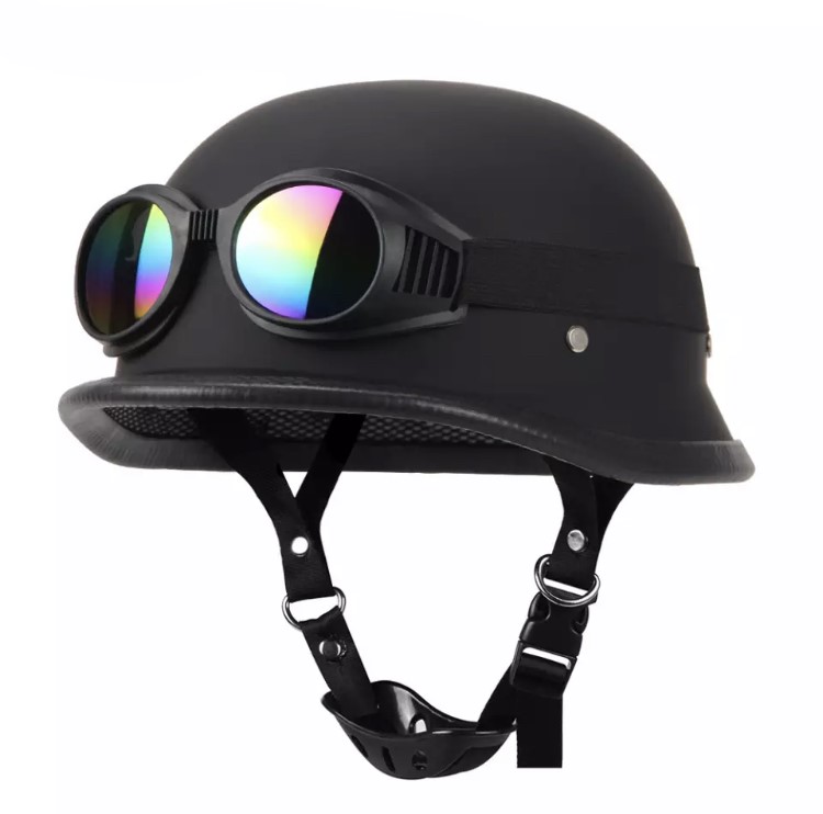 Německá retro helma + retro brýle černá