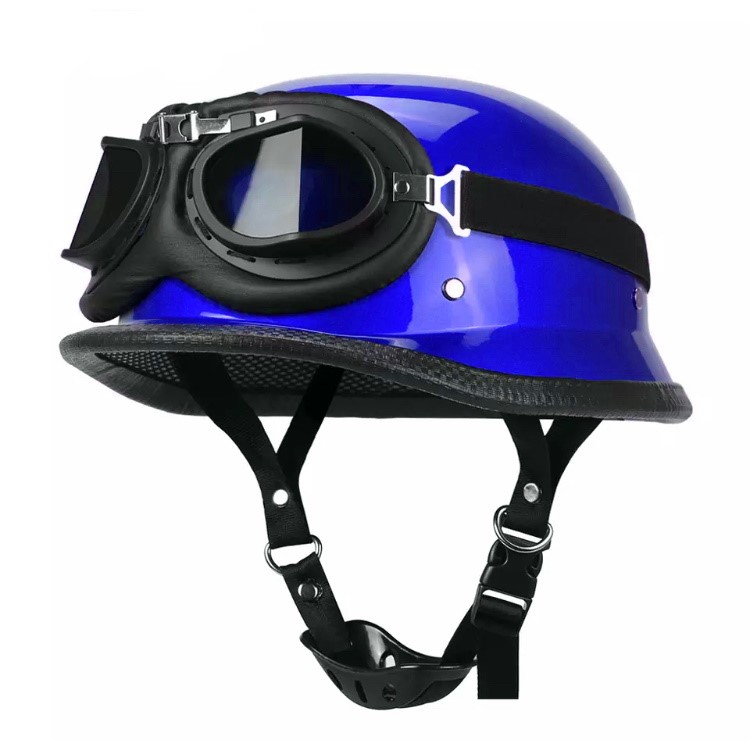 Německá retro helma + retro brýle modrá