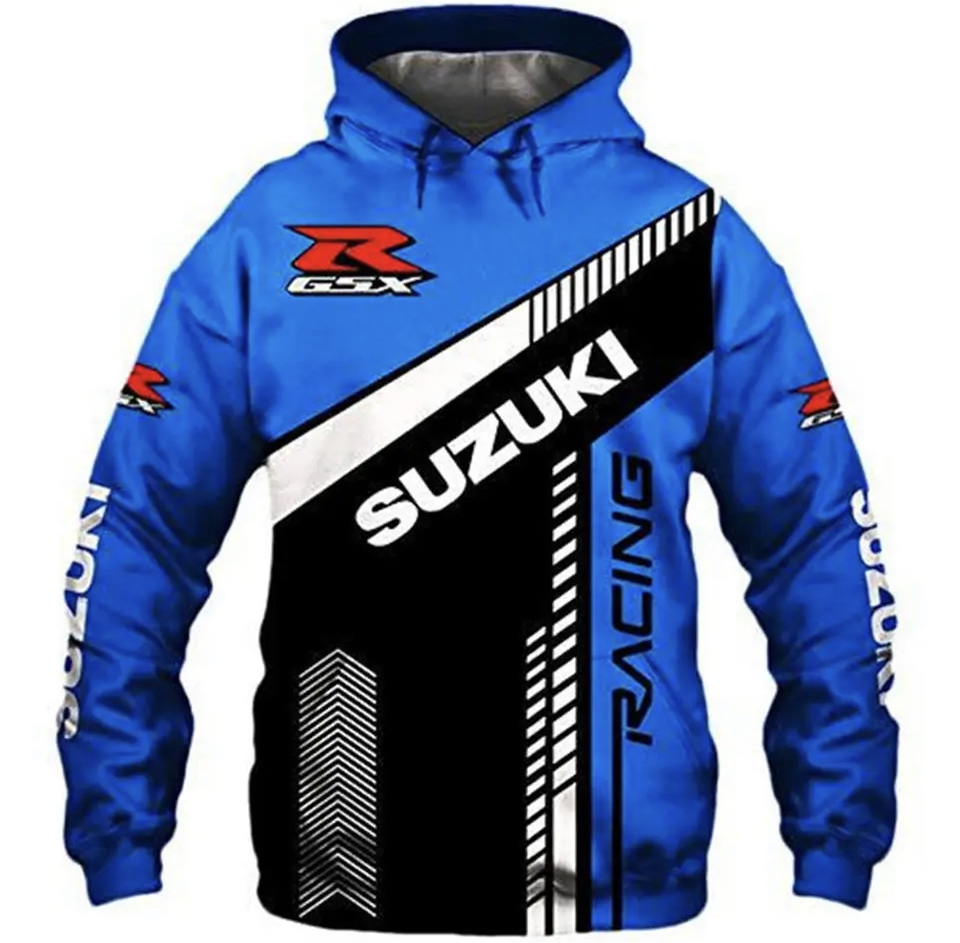 Moto mikina Suzuki modrá s klokaní kapsou