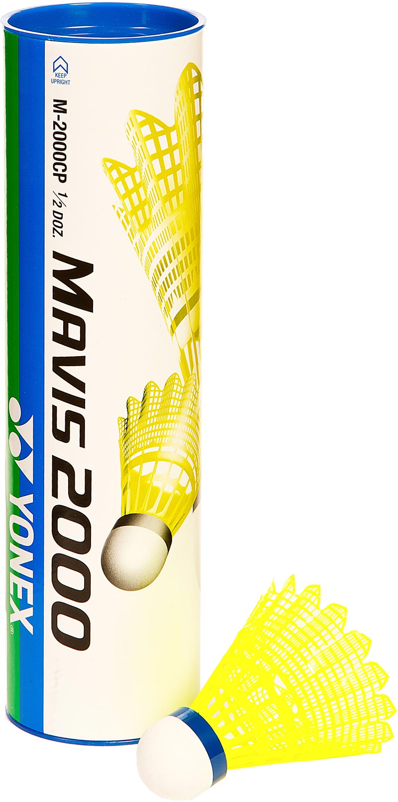 Badmintonové míče plastové Yonex Mavis 2000 žluté s modrým pruhem 6 ks