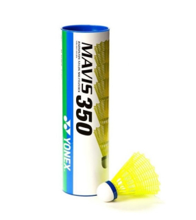 Badmintonové míče plastové Yonex Mavis 350 žluté s modrým pruhem 6 ks