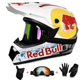 Krosová moto přilba bílá RedBull SET