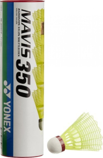 Badmintonové míče plastové Yonex Mavis 350 žluté s červeným pruhem 6 ks